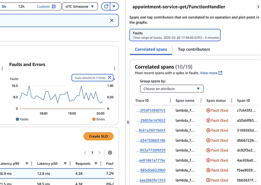 Figure 8. Screenshot of correlated spans for lambda