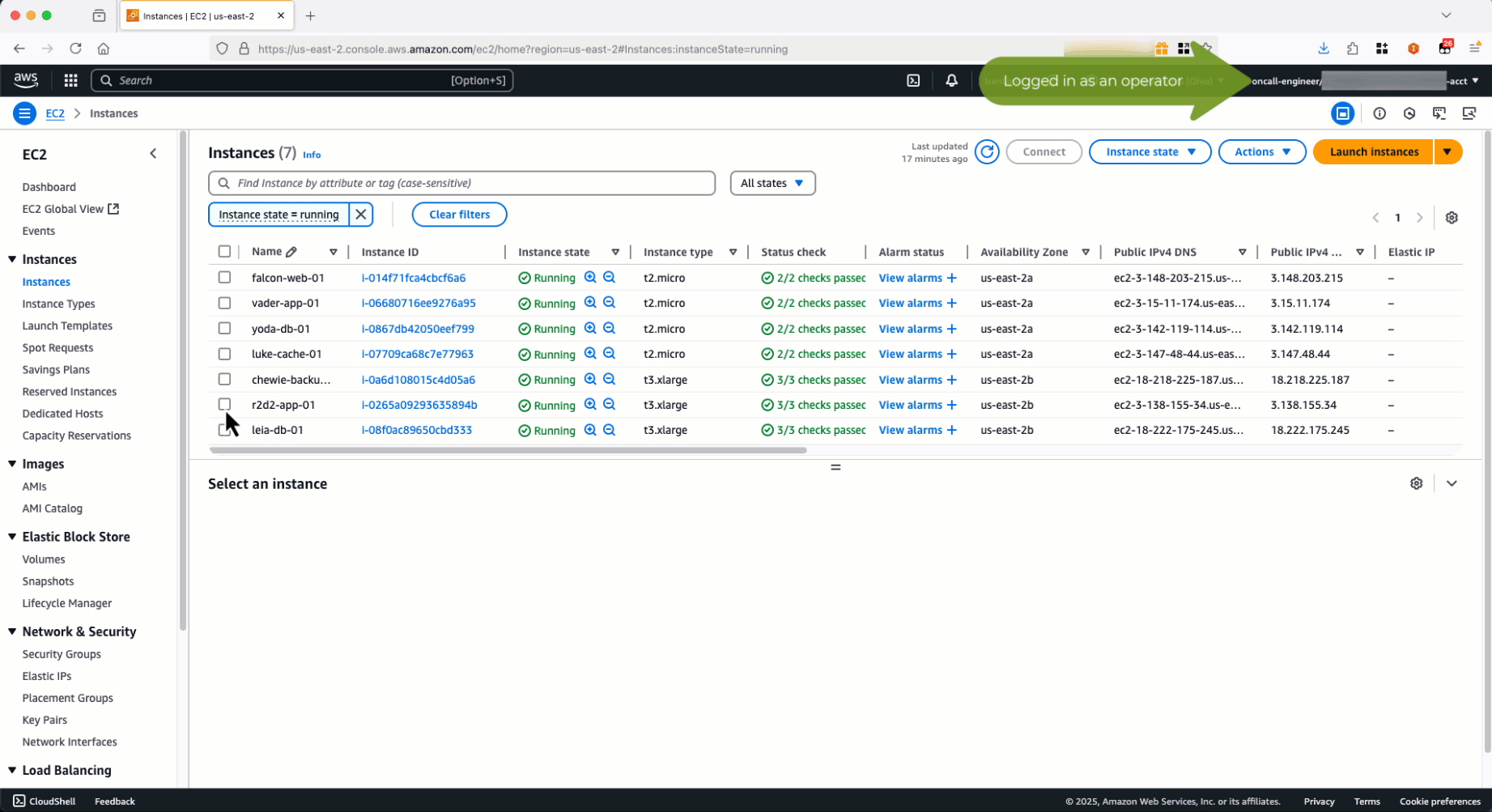 Operator raising a request to access the node
