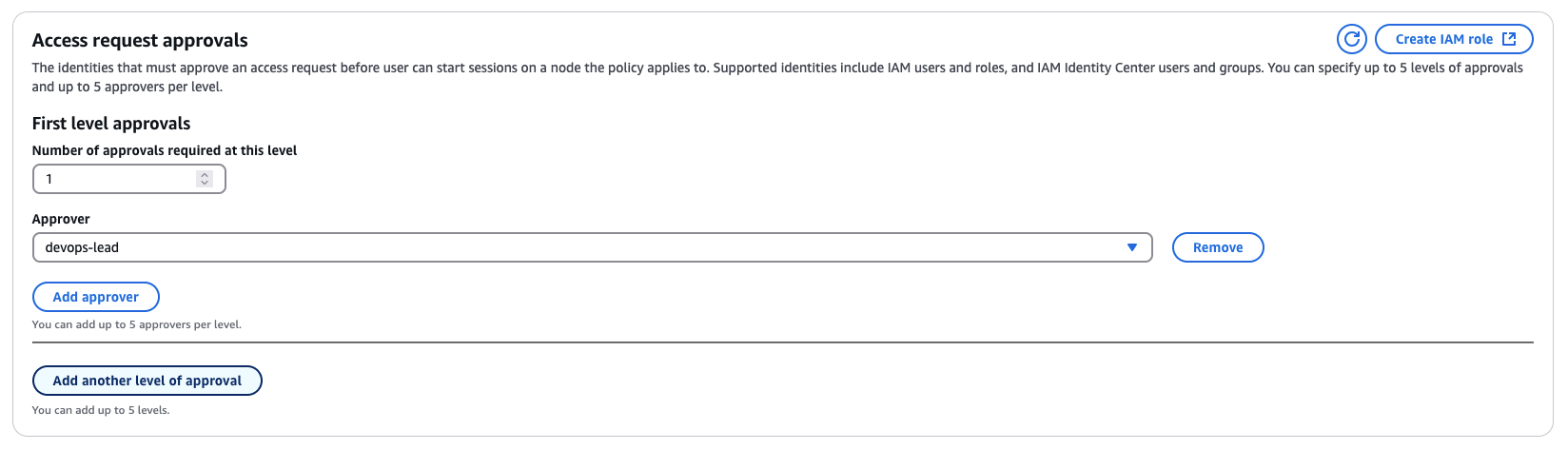 Create manual approval policy page to enter Access request approvals
