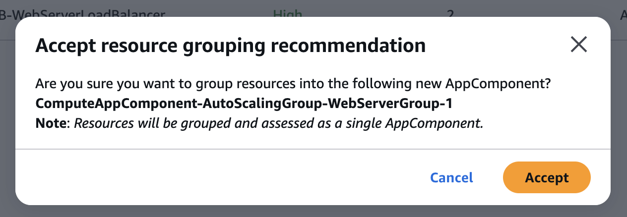 Image showing UI to accept grouping recommendations