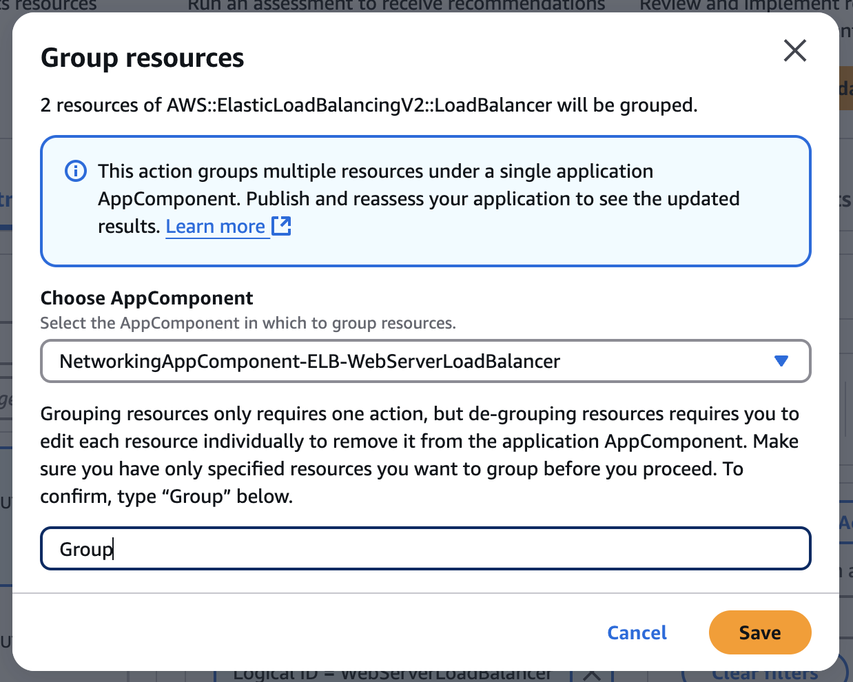 Image showing UI to assign resources to an AppComponent