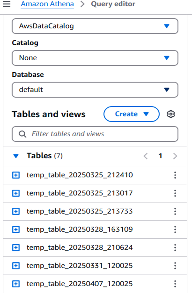Figure 9: Temp table view