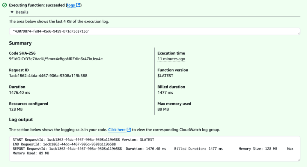 Figure 7: Validate the execution output in Athena