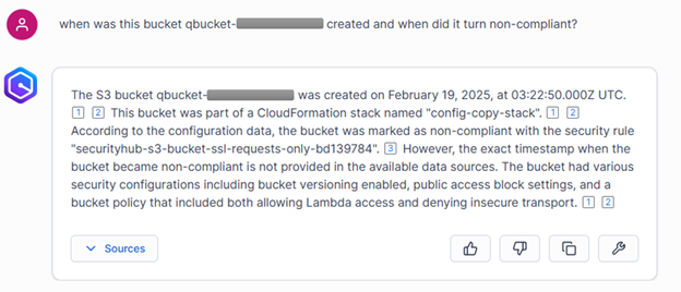 Fig 3: To find out when S3 buckets turn non-compliant