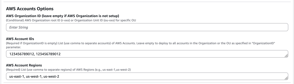 CloudFormation parameters for accounts not part of Organization