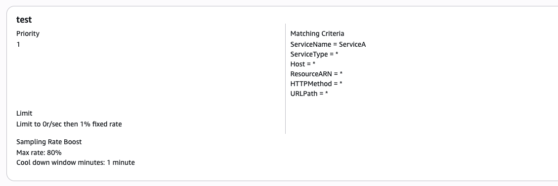 Figure 2: Console view of the adaptive sampling rule configuration