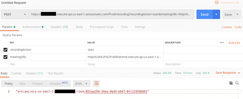 Initiating recording with Postman application