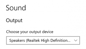 A screenshot of the Windows sound device picker