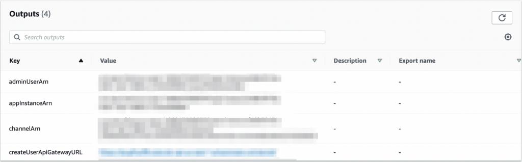 amazon chime moderated chat demo app CF outputs