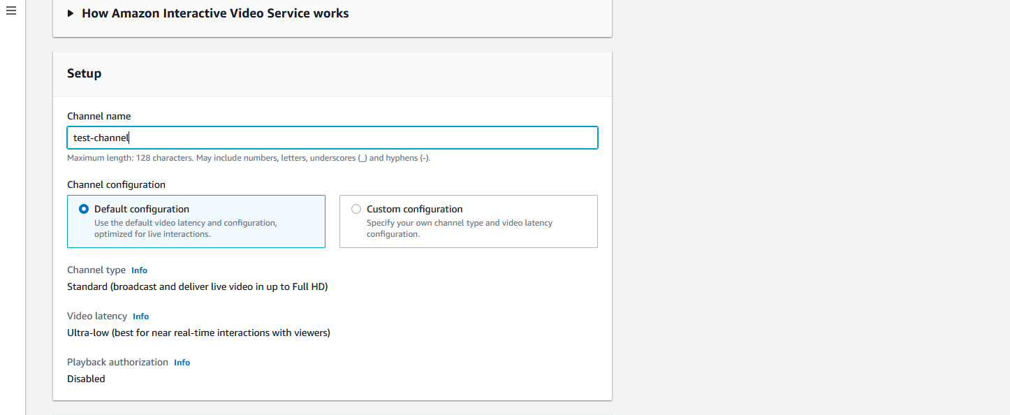 Amazon IVS Channel Setup