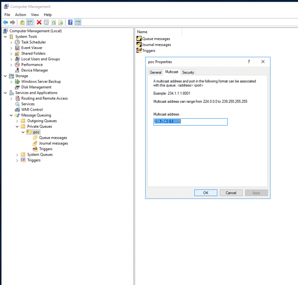 Figure 8: Create a private message queue