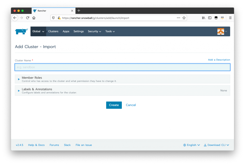 Figure 10: Cluster Import