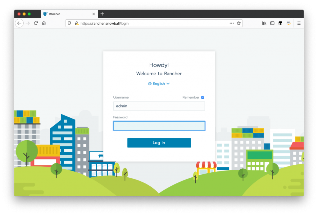 Figure 7: Rancher Log In Screen