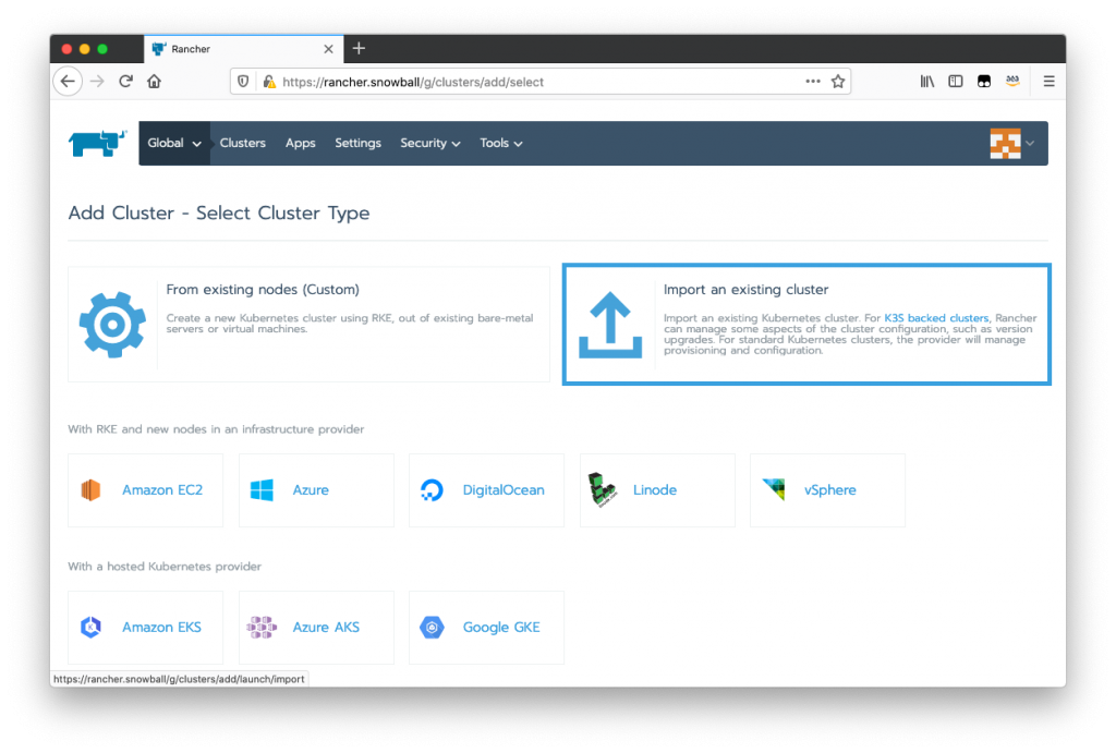Figure 9: Add Cluster Screen