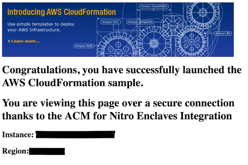 Figure 3: A sample webpage served by the AWS for Nitro Enclaves sample application