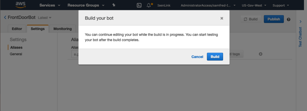 &nbsp;Figure 2. Build bot confirmation screen.&nbsp;