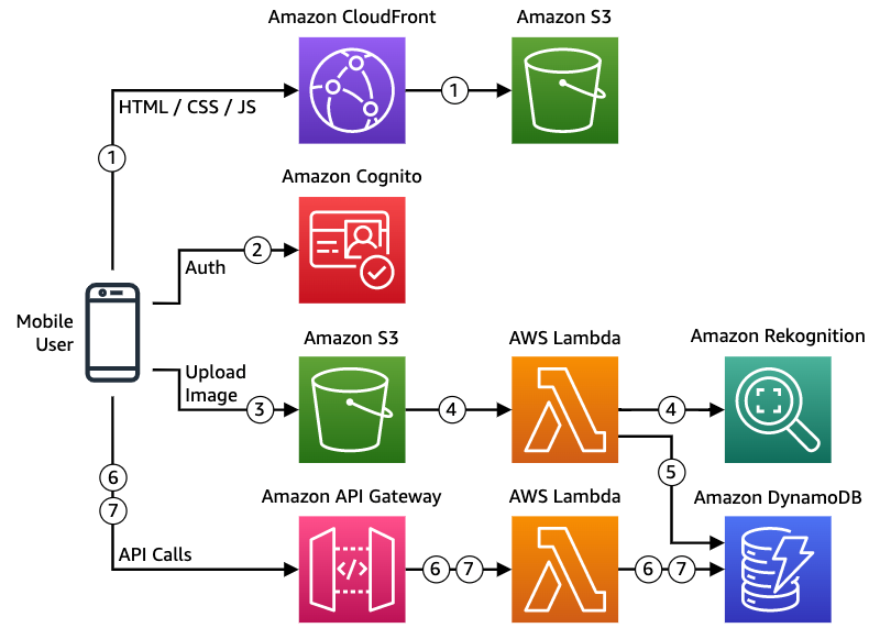 Figure 1. The architecture overview of AWS services involved in the citizen workflow, described in detail in the following section.