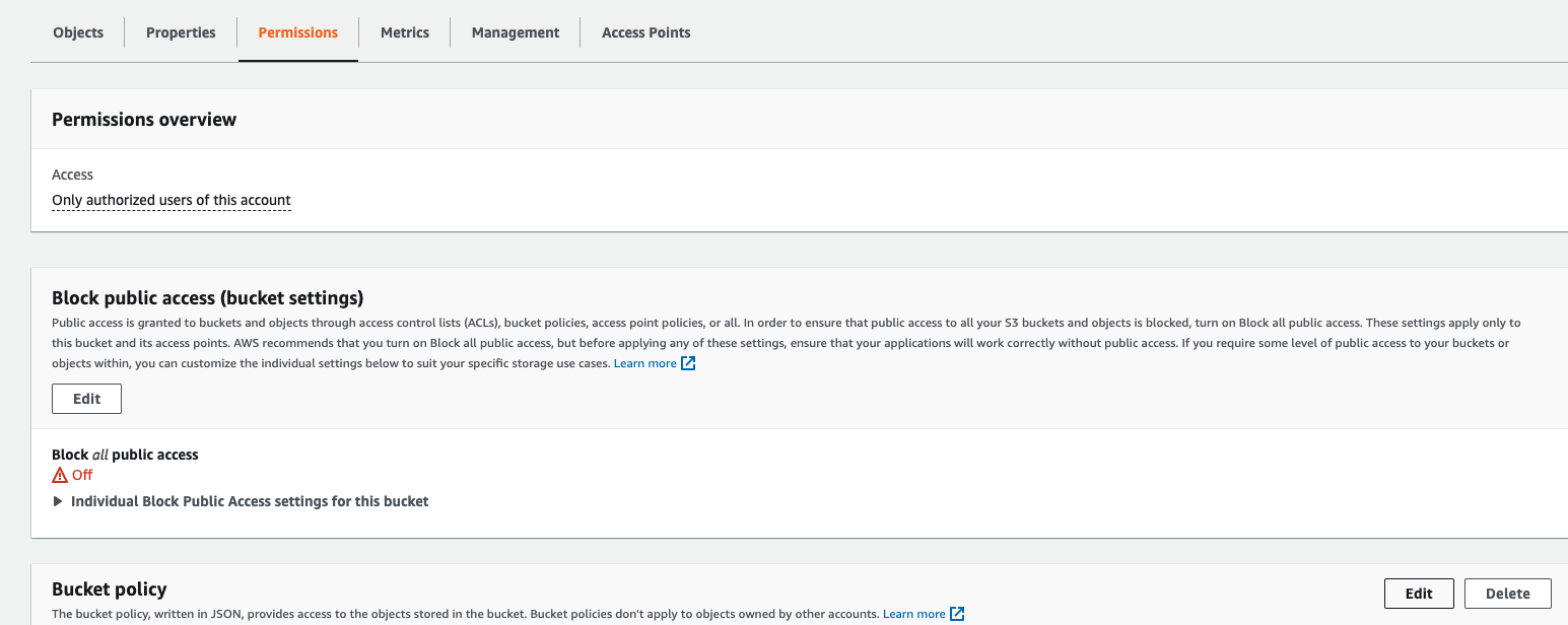 Figure 5. Bucket policy in the AWS GovCloud (US) account.