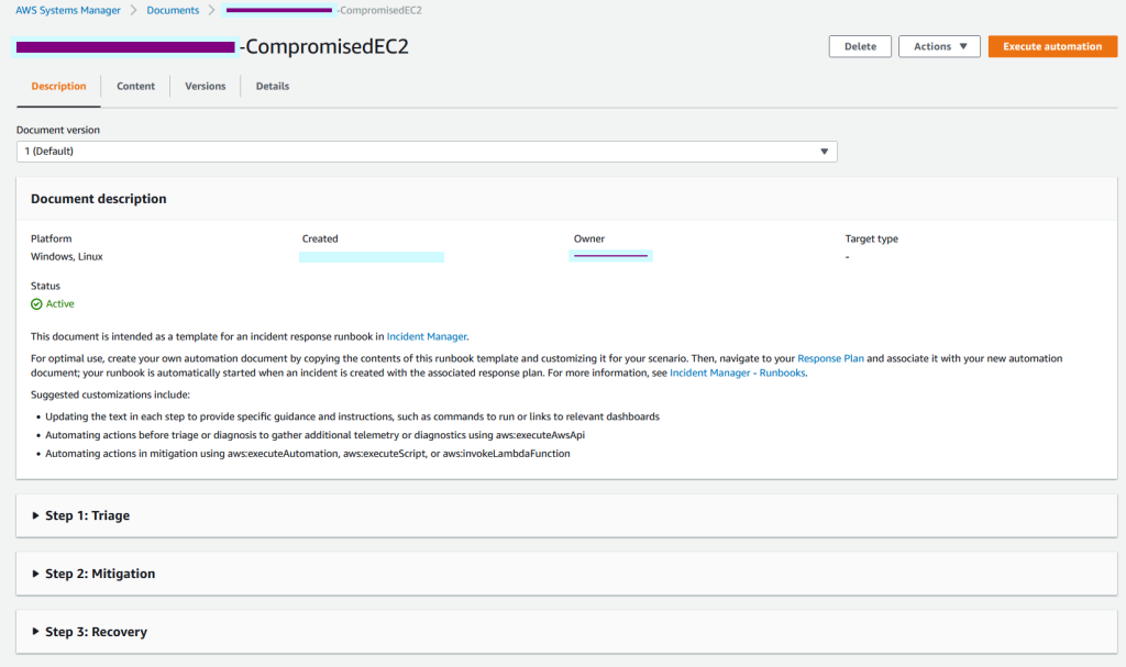 Figure 2: Your runbook as Automation Documents