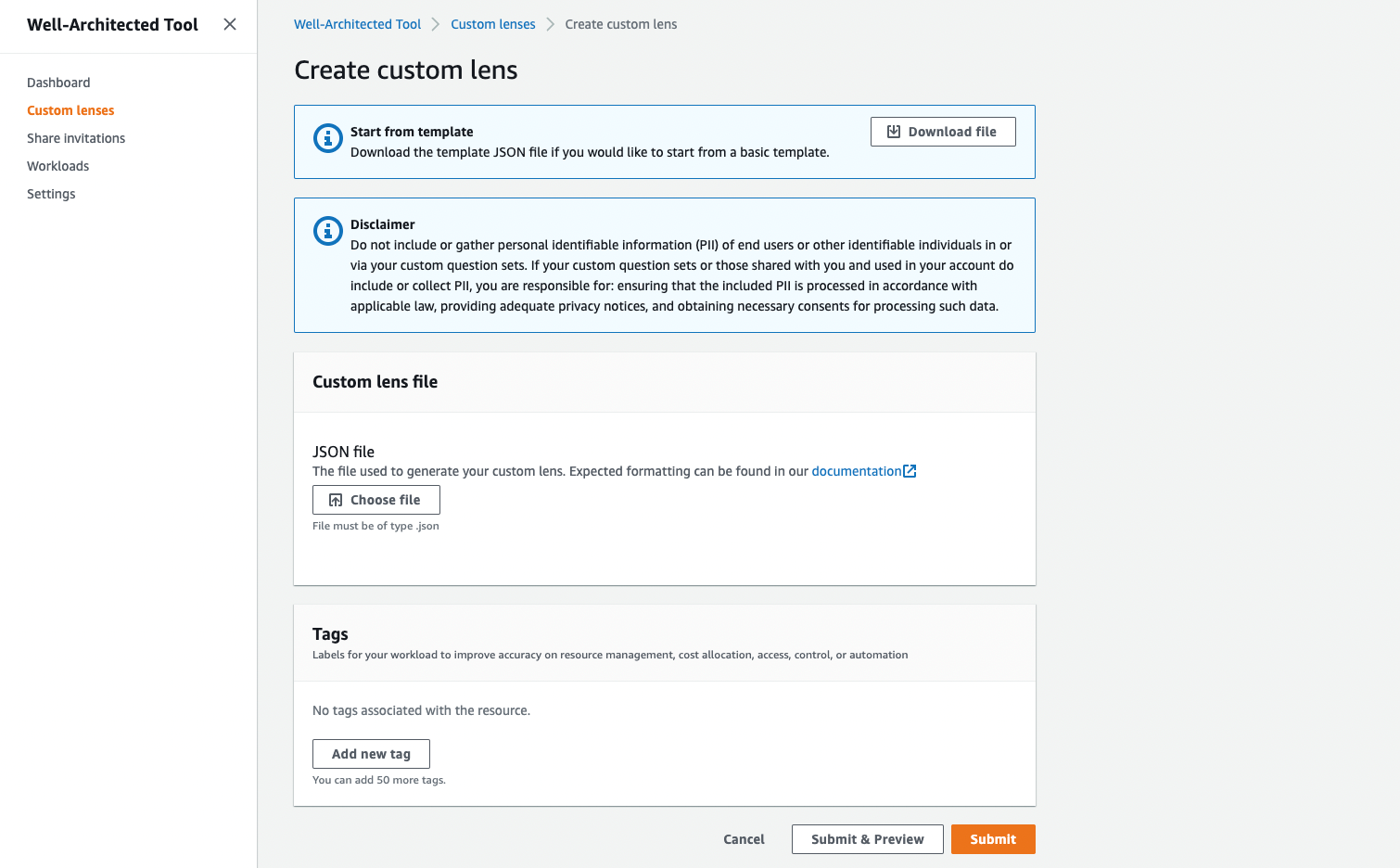 Figure 2. &nbsp;The Create custom lens window.