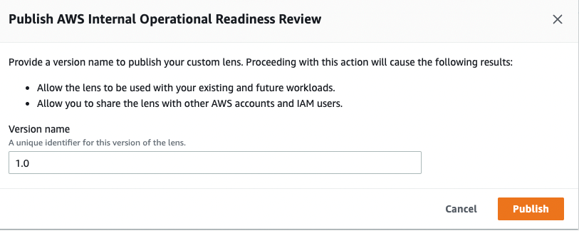 Figure 6. Publish: Select version name.