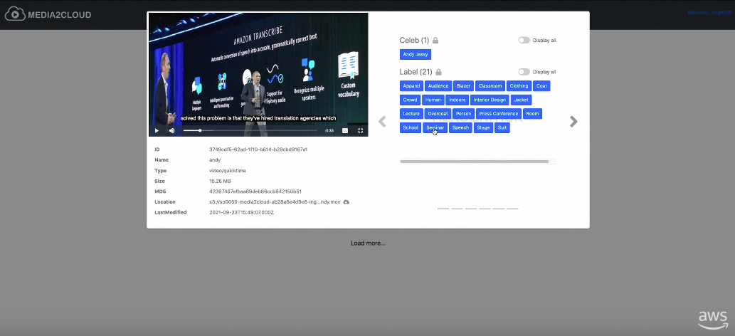 Figure 3. The searchable database can identify videos with metadata that matches search terms.