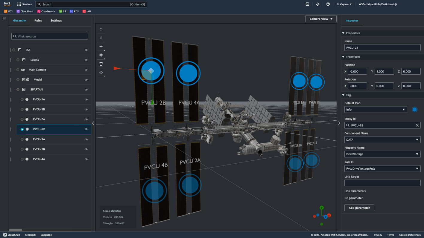Figure 3. External ISS digital twin in AWS IoT TwinMaker Scene Composer.