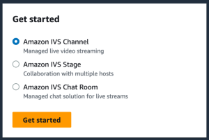Figure 1. The Get Started section of the Amazon IVS welcome page.