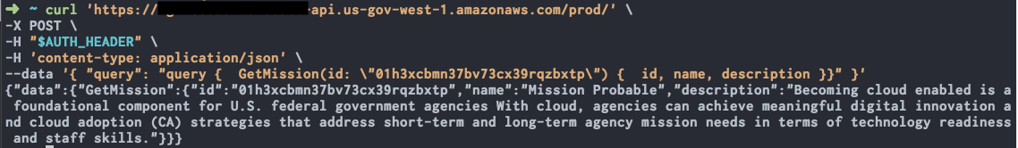 Figure 10. An example of the GetMission operation for a personnel user.
