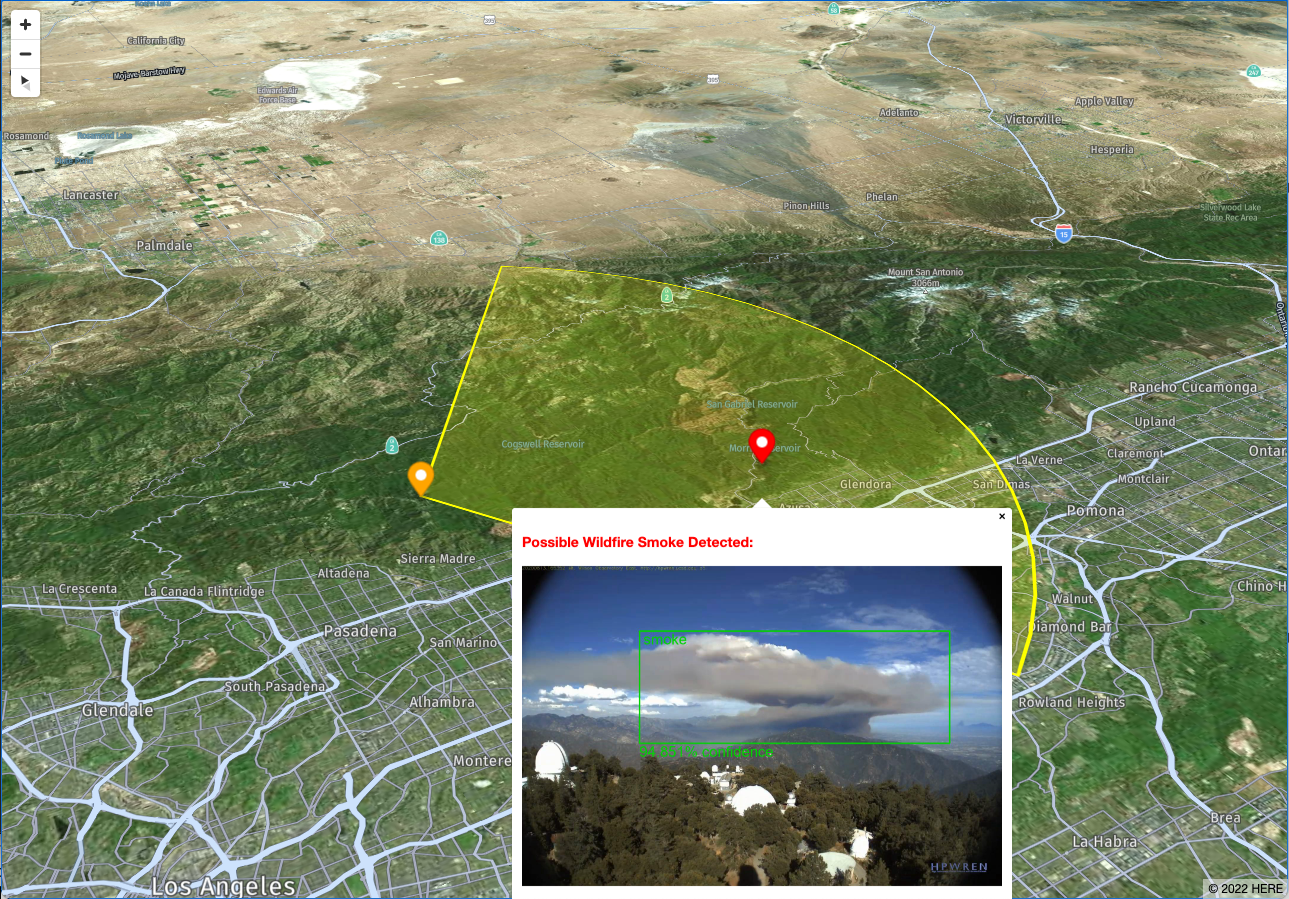 Figure 5. Example notification from Amazon Location Service Maps depicted on an Amazon S3 pre-signed URL HTML page.