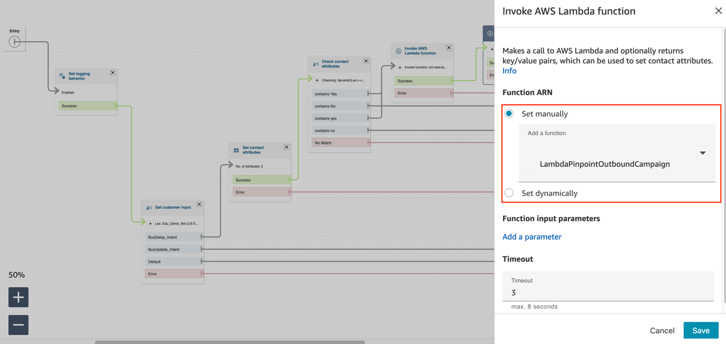 Figure 28. Second AWS Lambda function block configuration.