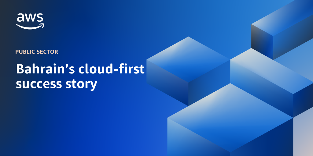 AWS Branded Background with text "Bahrain’s cloud-first success story