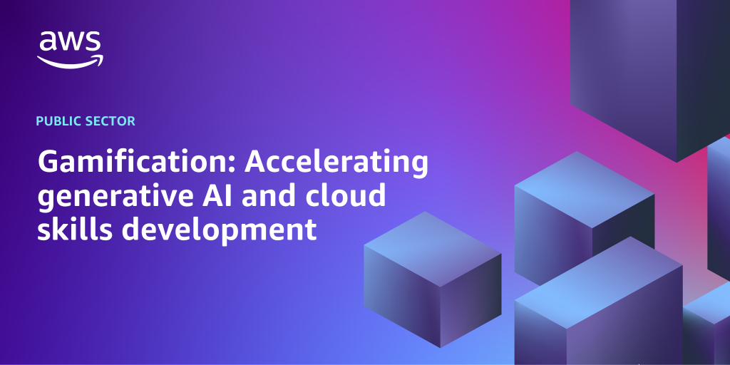 AWS Branded Background with text "Gamification: Accelerating generative AI and cloud skills development
