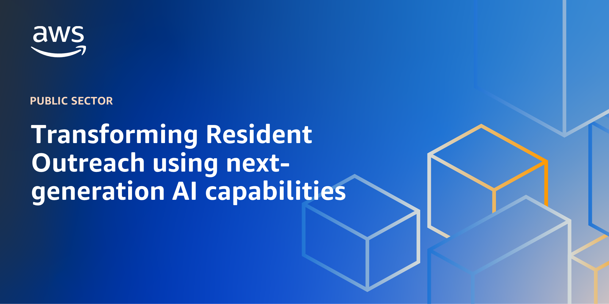 AWS Branded Background with text "Transforming Resident Outreach using next-generation AI capabilities