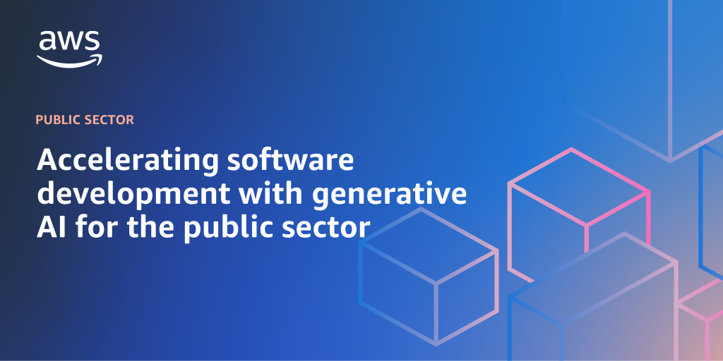 AWS Branded Background with text "Accelerating software development with generative AI for the public sector"