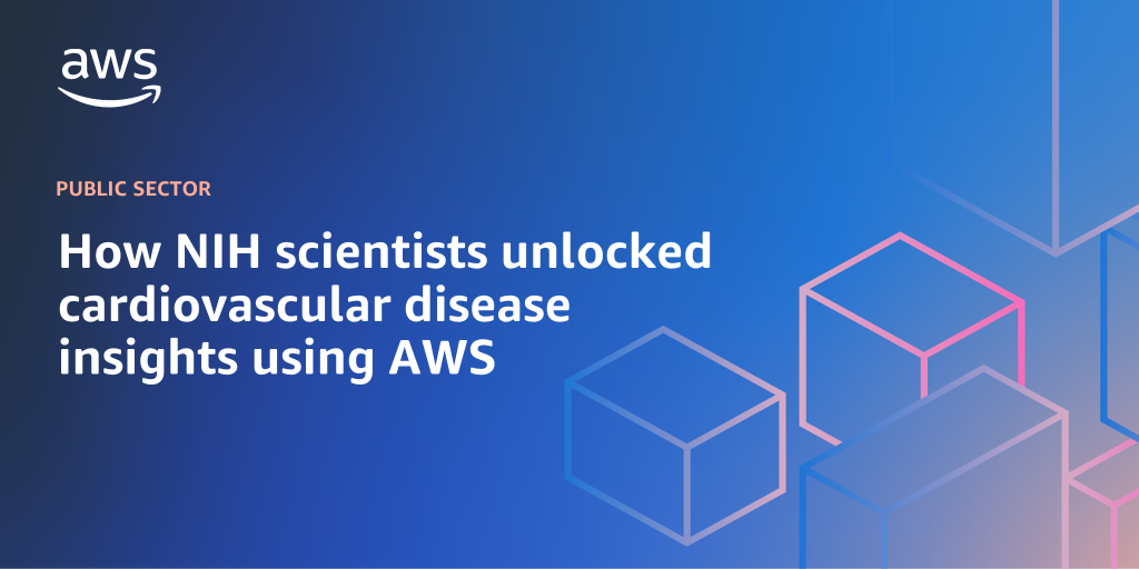 AWS Branded Background with text "How NIH scientists unlocked cardiovascular disease insights using AWS"