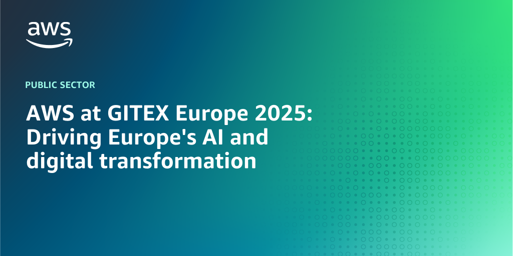 AWS Branded Background with text "AWS at GITEX Europe 2025: Driving Europe's AI and digital transformation"