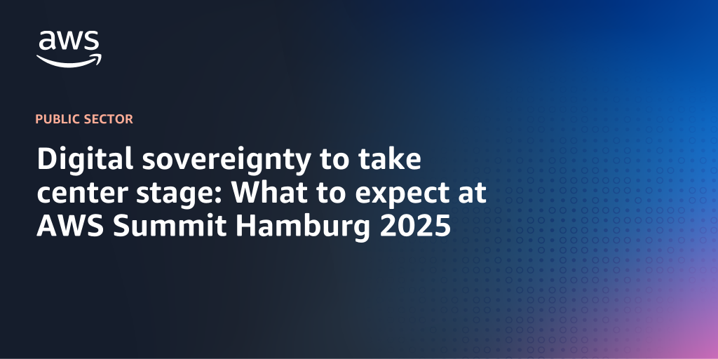 AWS Branded Background with text "Digital sovereignty to take center stage: What to expect at AWS Summit Hamburg 2025"