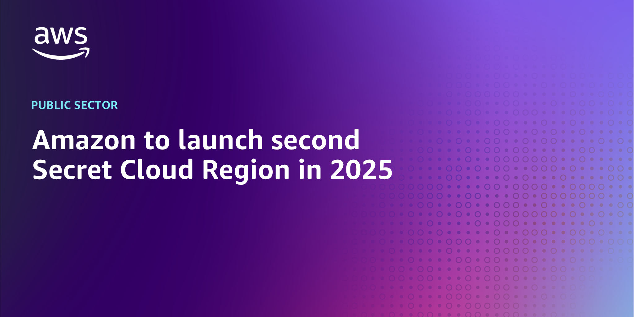 AWS Branded Background with text "Amazon to launch second Secret Cloud Region in 2025"