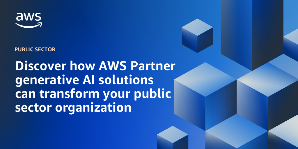 AWS Branded Background with text "Discover how AWS Partner generative AI solutions can transform your public sector organization"