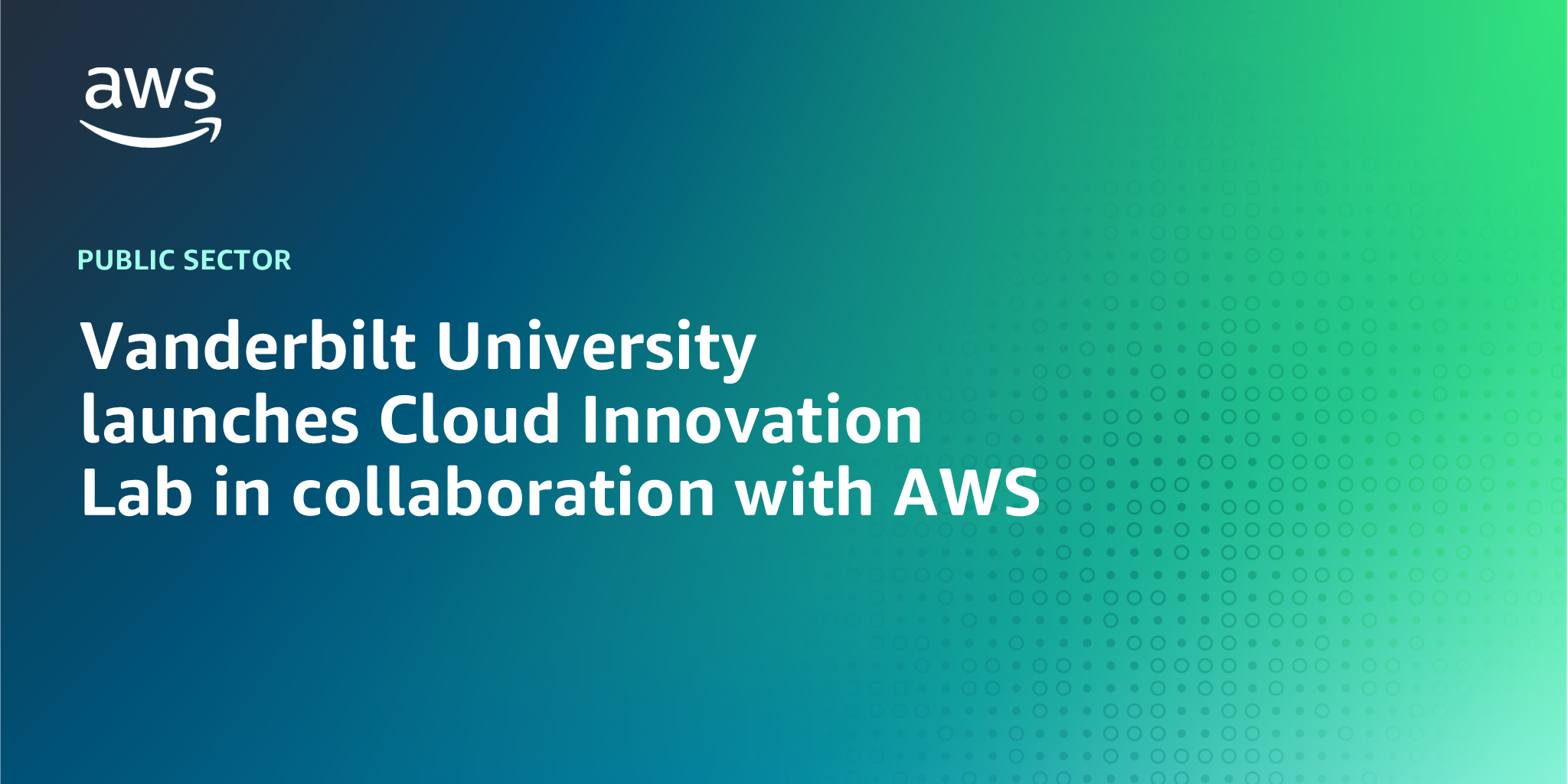 AWS Branded Background with text "Vanderbilt University launches Cloud Innovation Lab in collaboration with AWS"