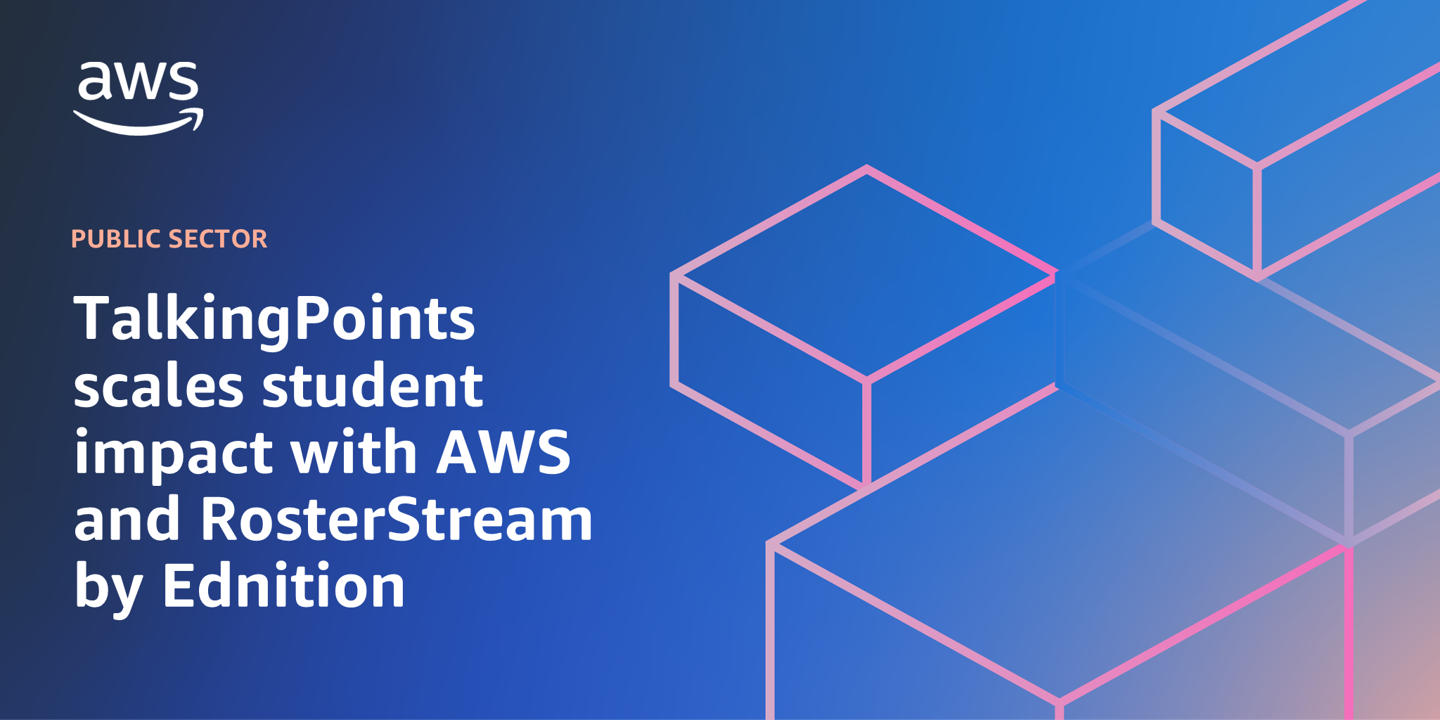 AWS branded background with text "TalkingPoints scales student impact with AWS and RosterStream by Ednition"