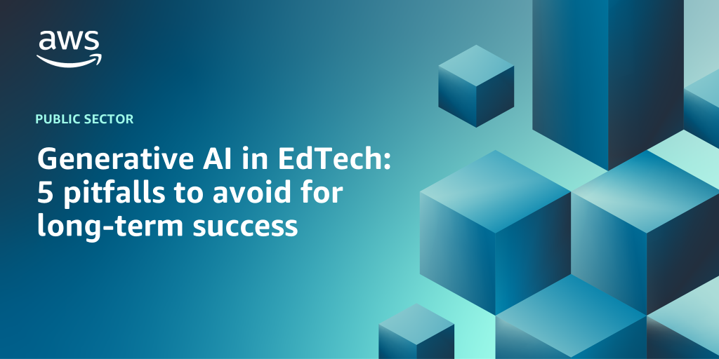 AWS branded background with text "Generative AI in EdTech: 5 pitfalls to avoid for long-term success"