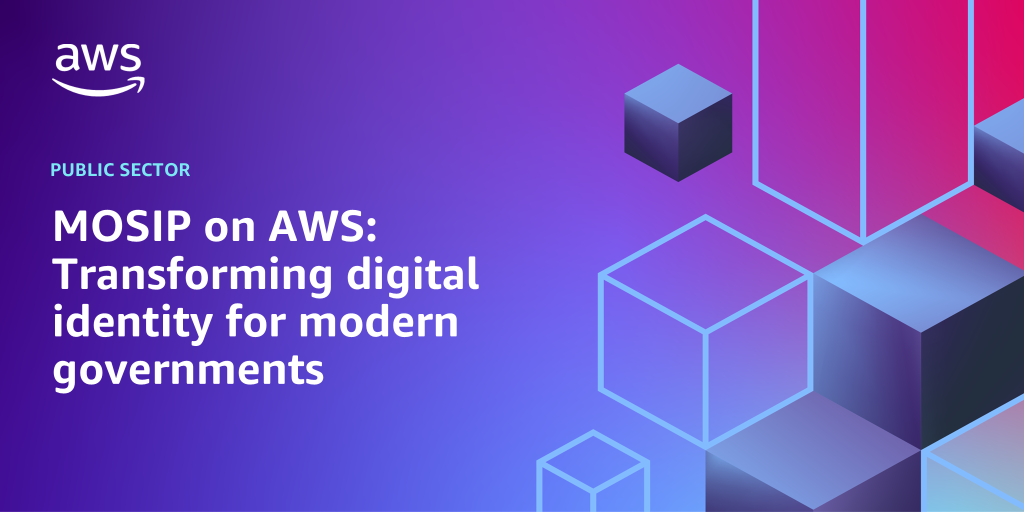 AWS branded background with text "MOSIP on AWS: Transforming digital identity for modern governments"