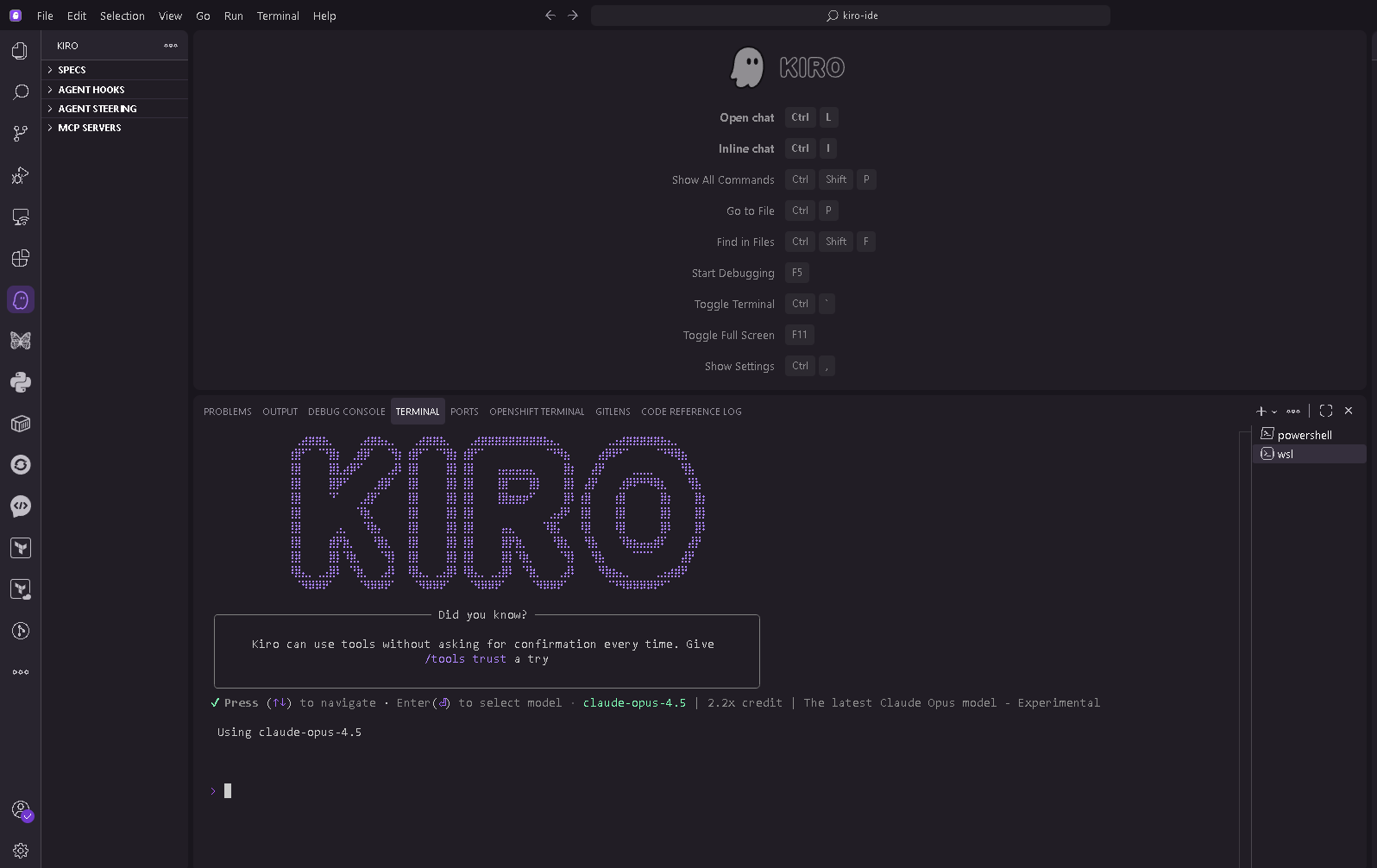 Figure 14: Kiro CLI provides agentic capabilities in terminal environments for developers who prefer command-line workflows