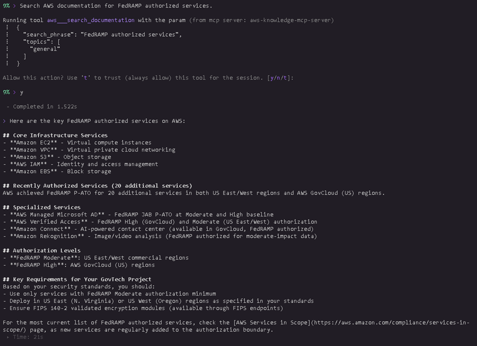 Figure 18: AWS FedRAMP services search results