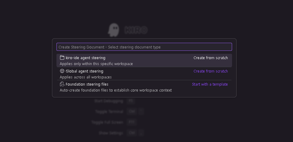 Figure 4: Creating steering files to document organization-specific standards