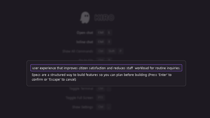 (Figure 7: Kiro accepts the natural language input