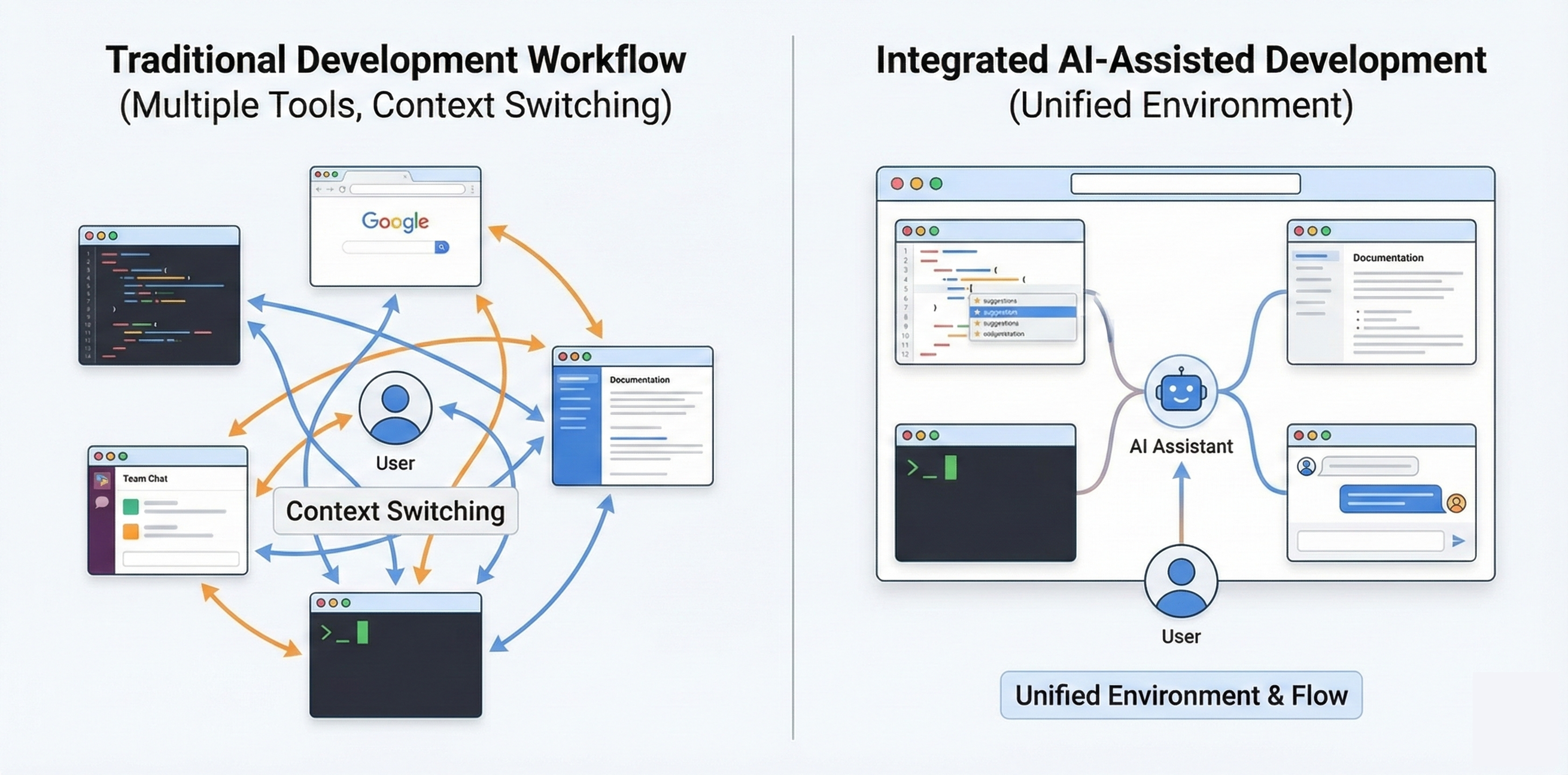 Figure 1: The traditional GovTech development workflow compared with Kiro's integrated approach