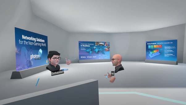 A collaborative scene showing meeting participants in an XR application built with the Photon Metaverse template